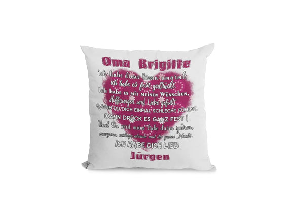 Dekokissen für Großmutter mit Herz, Typografie und Namenszeile