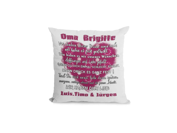 Personalisiertes Sofakissen „Oma + Name“ in Violetttönen
