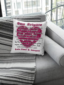 Oma Kissen personalisiert mit violettem Herz und Namen