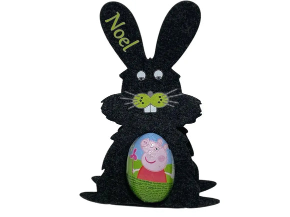 Osterhase mit namen aus Filz Ü-Ei halter eierhalter oster geschenk personalisiert osterei Dunkel Fadensalat-shop