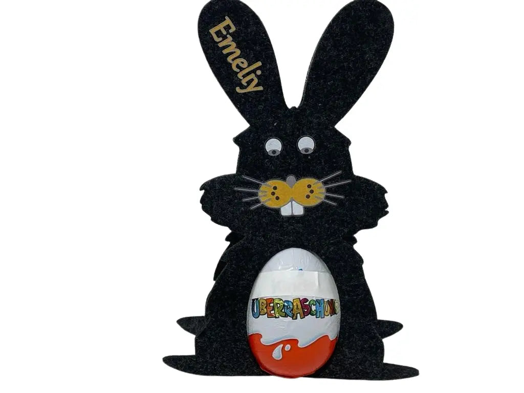 Osterhase mit namen aus Filz Ü-Ei halter eierhalter oster geschenk personalisiert osterei Dunkel