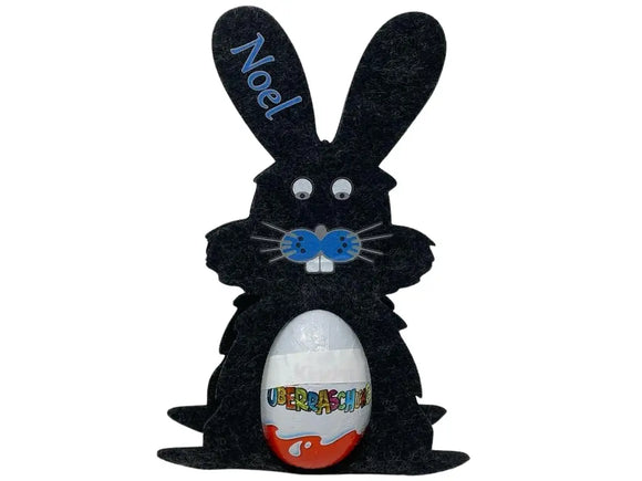 Osterhase mit namen aus Filz Ü-Ei halter eierhalter oster geschenk personalisiert osterei Dunkel Fadensalat-shop
