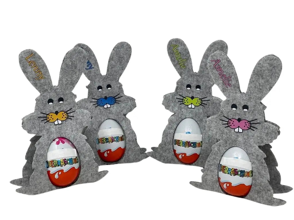 Osterhase mit namen aus Filz Ü-Ei halter eierhalter oster geschenk personalisiert osterei hell Fadensalat-shop