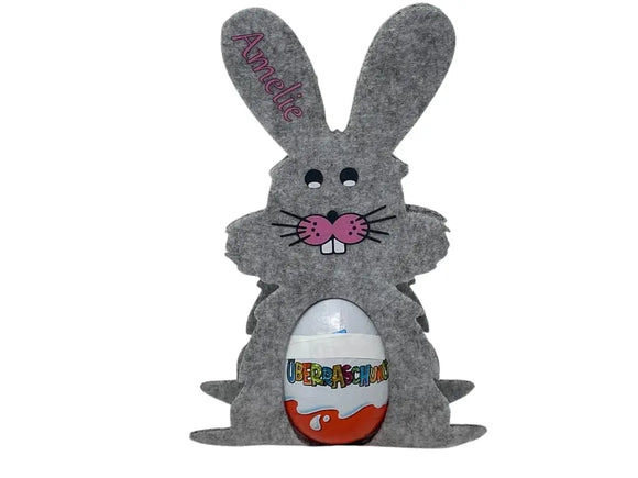 Osterhase mit namen aus Filz Ü-Ei halter eierhalter oster geschenk personalisiert osterei hell Fadensalat-shop