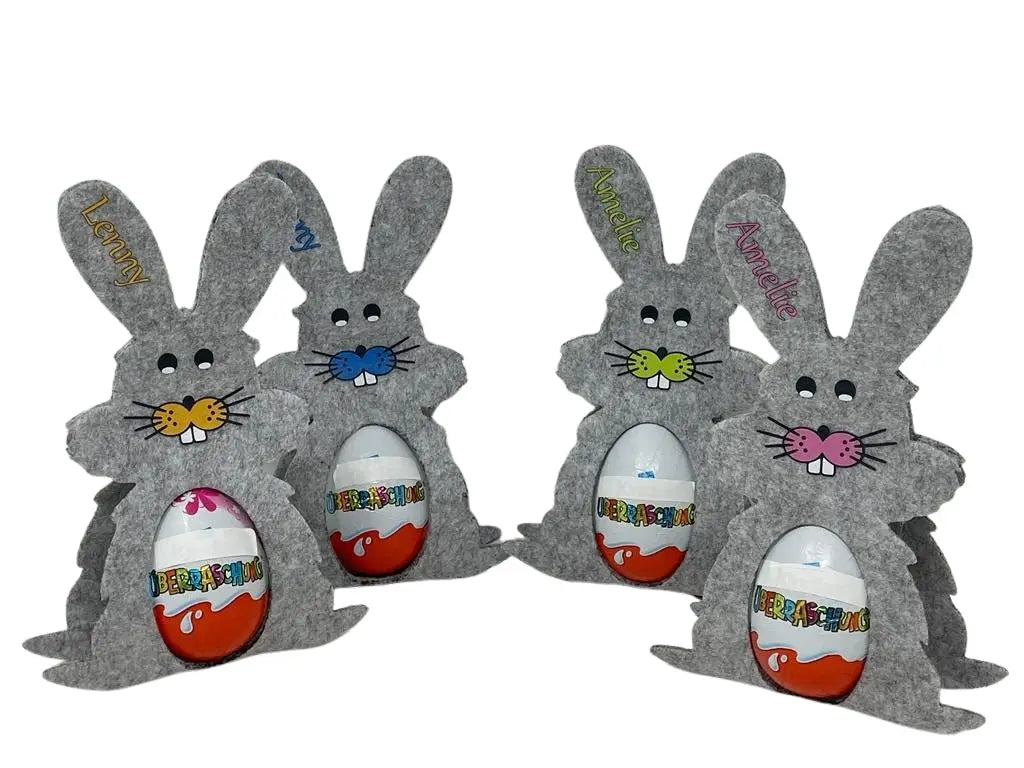 Osterhase mit namen aus Filz Ü-Ei halter eierhalter oster geschenk personalisiert osterei hell Fadensalat-shop