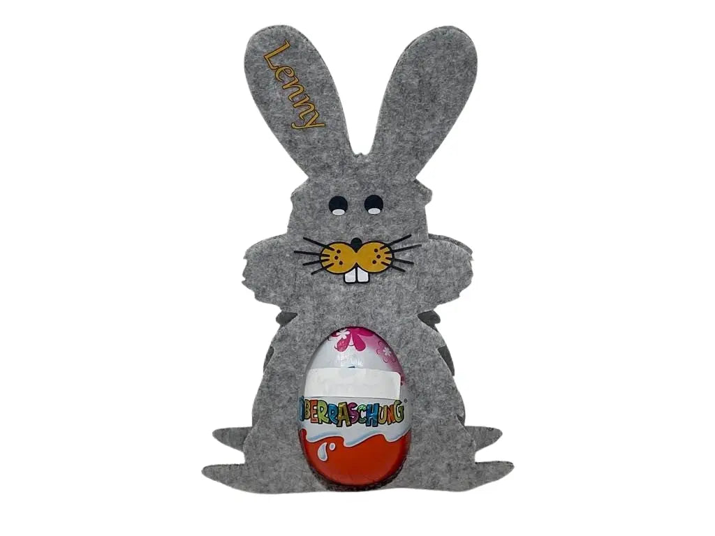 Osterhase mit namen aus Filz Ü-Ei halter eierhalter oster geschenk personalisiert osterei hell Fadensalat-shop