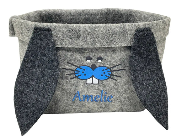 Osterkorb mit Namen personalisiert Osternest Filz Ostergeschenk Osterkörbchen Kinder Blau Fadensalat-shop