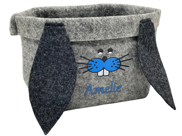 Osterkorb mit Namen personalisiert Osternest Filz Ostergeschenk Osterkörbchen Kinder Blau Fadensalat-shop