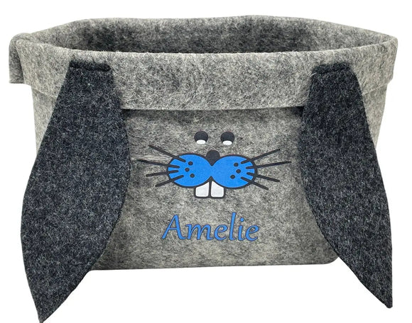 Osterkorb mit Namen personalisiert Osternest Filz Ostergeschenk Osterkörbchen Kinder Blau Fadensalat-shop