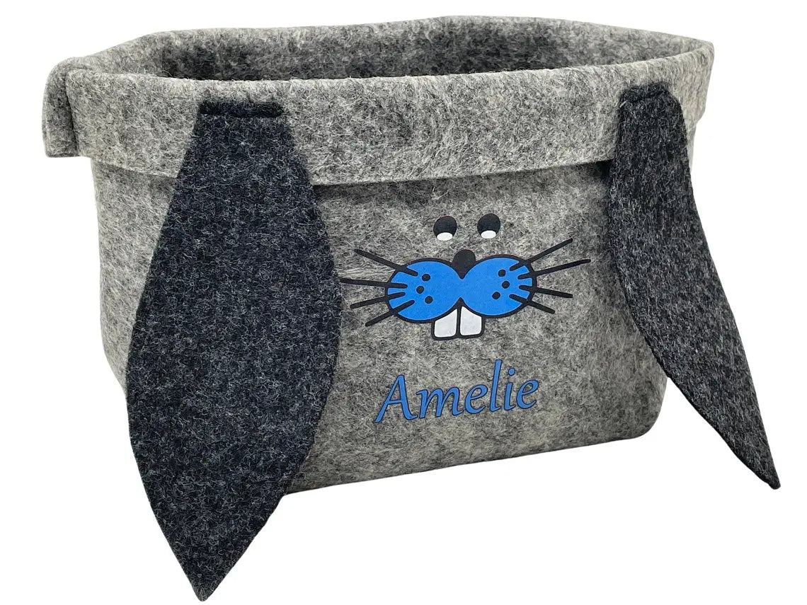 Osterkorb mit Namen personalisiert Osternest Filz Ostergeschenk Osterkörbchen Kinder Blau Fadensalat-shop