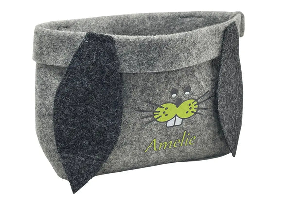 Osterkorb mit Namen personalisiert Osternest Filz Ostergeschenk Osterkörbchen Kinder Grün Fadensalat-shop
