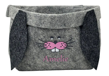 Osterkorb mit Namen personalisiert Osternest Filz Ostergeschenk Osterkörbchen Kinder Rosa Fadensalat-shop