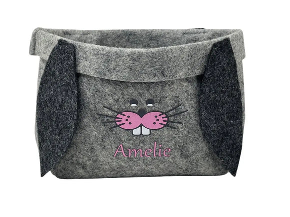Osterkorb mit Namen personalisiert Osternest Filz Ostergeschenk Osterkörbchen Kinder Rosa Fadensalat-shop