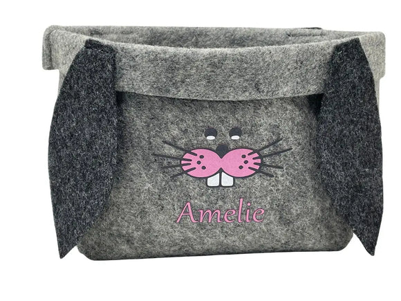 Osterkorb mit Namen personalisiert Osternest Filz Ostergeschenk Osterkörbchen Kinder Rosa Fadensalat-shop