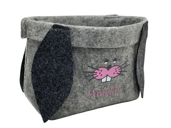Osterkorb mit Namen personalisiert Osternest Filz Ostergeschenk Osterkörbchen Kinder Rosa Fadensalat-shop