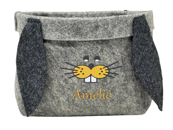 Osterkorb mit Namen personalisiert Osternest Filz Ostergeschenk Osterkörbchen Kinder gelb Fadensalat-shop