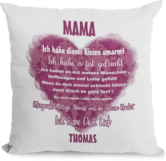 Individuelles Kuschelkissen mit Herzdruck für Mama