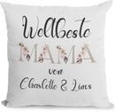 Kissen mit Aufschrift „Weltbeste Mama“ und personalisierten Namen