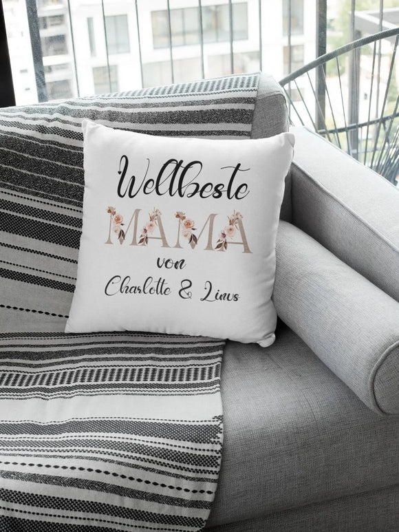 Personalisiertes Kissen für Mama Geschenk | Beste Mama der Welt | Weihnachtsgeschenk Mama Fadensalat-shop