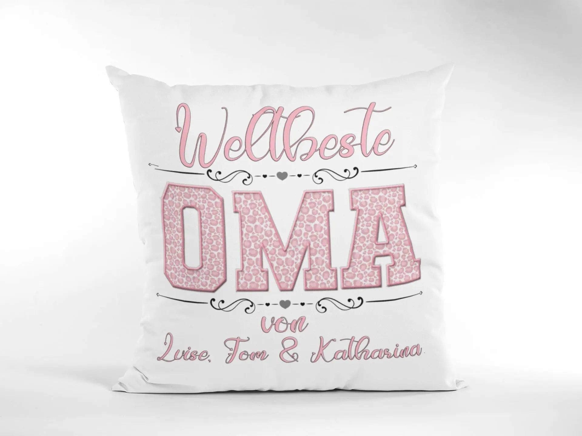 Personalisiertes Kissen weltbeste Oma mit Namen Geschenk von Enkel einzahl/mehrzahl Enkelkinder Grossmutter Rosa Fadensalat-shop