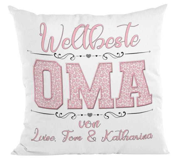 Personalisiertes Sofakissen „Weltbeste Oma“ mit Namenszeile