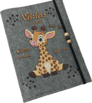 U Heft Hülle Filz mit Namen Datum Impfpass Giraffe untersuchungsheft hülle personalisiert Geschenk Geburt Fadensalat-shop