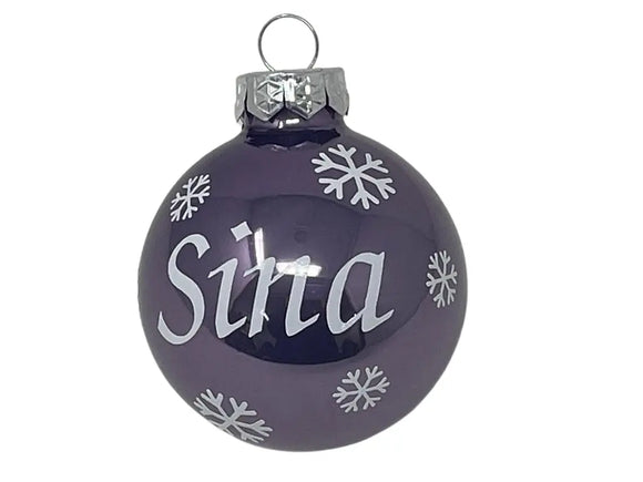 Weihnachtskugel mit Name | Christbaumkugeln Glas Flieder personalisierte Christbaumkugel | Weihnachtskugeln personalisiert | Geschenkide Fadensalat-shop