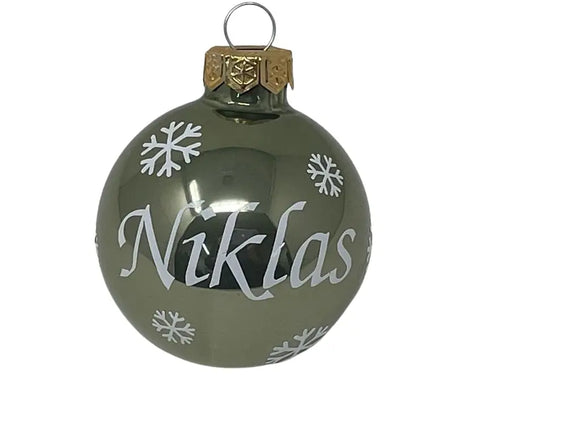 Weihnachtskugel mit Name | Christbaumkugeln Glas Grün personalisierte Christbaumkugel | Weihnachtskugeln personalisiert | Geschenkidee Fadensalat-shop