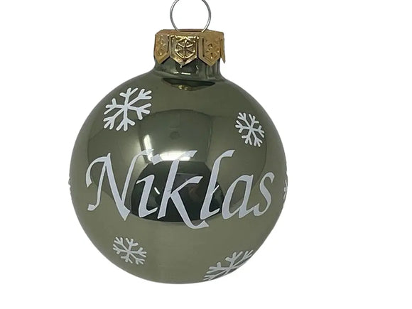 Weihnachtskugel mit Name | Christbaumkugeln Glas Grün personalisierte Christbaumkugel | Weihnachtskugeln personalisiert | Geschenkidee Fadensalat-shop