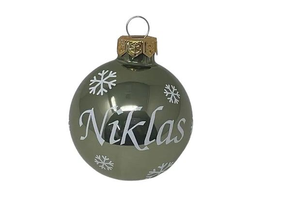 Weihnachtskugel mit Name | Christbaumkugeln Glas Grün personalisierte Christbaumkugel | Weihnachtskugeln personalisiert | Geschenkidee Fadensalat-shop