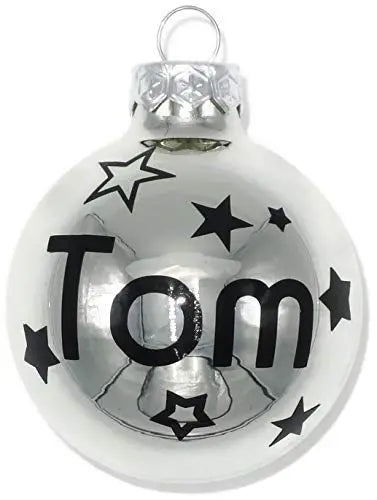 Weihnachtskugel mit Name | Christbaumkugeln Glas Silber personalisierte Christbaumkugel | Weihnachtskugeln personalisiert | Geschenkidee Fadensalat-shop