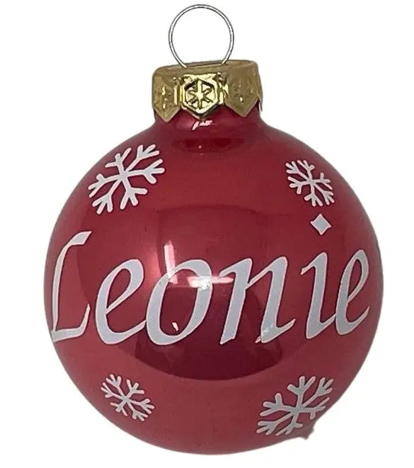Set aus hummerfarbenen Weihnachtskugeln mit Namensaufdruck für Familie oder Freunde