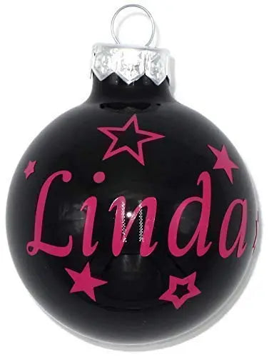 Weihnachtskugel mit Name | Christbaumkugeln Glas schwarz personalisierte Christbaumkugel | Weihnachtskugeln personalisiert | Geschenkidee Fadensalat-shop