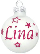 Personalisierte Weihnachtsdeko in Weiß – Christbaumkugel mit Namen aus Glas