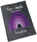 Zeugnismappe mit Namen aus Filz (A4) Zeugnis Hefter Dokumenten mappe Zeugnis Mappe personalisiert Regenbogen Mädchen Lila Fadensalat-shop