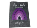 Zeugnismappe mit Namen aus Filz (A4) Zeugnis Hefter Dokumenten mappe Zeugnis Mappe personalisiert Regenbogen Mädchen Lila Fadensalat-shop