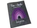 Zeugnismappe mit Namen aus Filz (A4) Zeugnis Hefter Dokumenten mappe Zeugnis Mappe personalisiert Regenbogen Mädchen Lila Fadensalat-shop