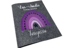 Zeugnismappe mit Namen aus Filz (A4) Zeugnis Hefter Dokumenten mappe Zeugnis Mappe personalisiert Regenbogen Mädchen Lila Fadensalat-shop