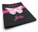 Zeugnismappe mit Namen(A4)incl.zeugniss Hefter Butterfly Dokumentenmappe pink Fadensalat-shop