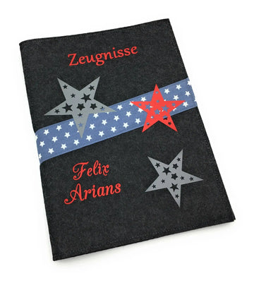 Zeugnismappe mit Namen(A4)incl.zeugniss Hefter Rot Fadensalat-shop