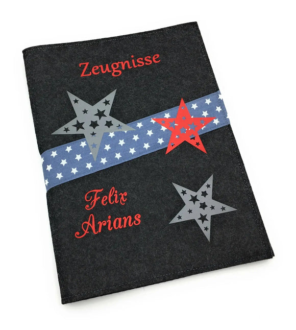 Zeugnismappe mit Namen(A4)incl.zeugniss Hefter Rot Fadensalat-shop