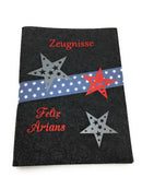 Zeugnismappe mit Namen(A4)incl.zeugniss Hefter Rot Fadensalat-shop