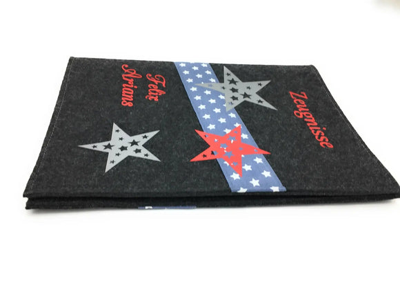 Zeugnismappe mit Namen(A4)incl.zeugniss Hefter Rot Fadensalat-shop