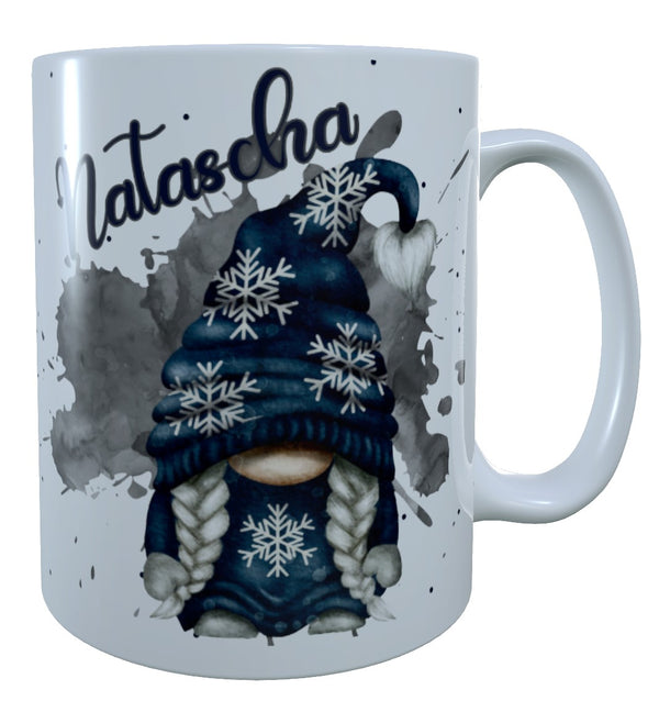 Wichtel Tasse personalisiert Gnome mit Namen Glühwein Tasse Wintertasse Geschenk weihnachten Dunkel blau Gnom Frau