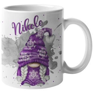 Wichtel Tasse personalisiert Gnome mit Namen Glühwein Tasse Wintertasse Geschenk weihnachten Lila Gnom Frau