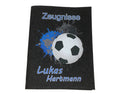 Zeugnismappe mit Namen aus Filz (A4) incl.zeugniss Hefter dokumentenmappe zeugniss mappe personalisiert Fussball blau dunkel