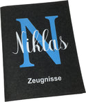 Zeugnismappe mit Namen aus Filz (A4) incl.zeugniss Hefter dokumentenmappe zeugniss mappe personalisiert Buchstabe Blau dunkel