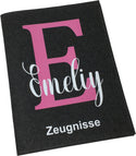 Zeugnismappe mit Namen aus Filz (A4) incl.zeugniss Hefter dokumentenmappe zeugniss mappe personalisiert Buchstabe Rosa dunkel