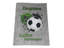 Zeugnismappe mit Namen aus Filz (A4) incl.zeugniss Hefter dokumentenmappe zeugniss mappe personalisiert Fussball Grün Hell