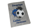 Zeugnismappe mit Namen aus Filz (A4) incl.zeugniss Hefter dokumentenmappe zeugniss mappe personalisiert Fussball Blau Hell